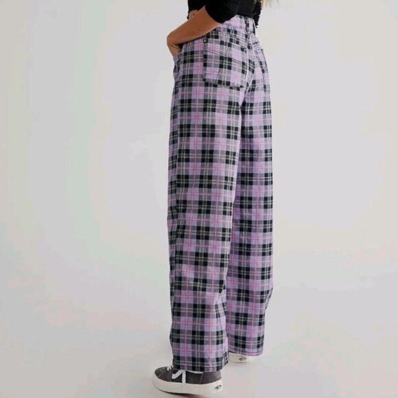 Ragged Priest High Rise Baggy Tartan Plaid Jeans Size 6 - Picture 2 of 5